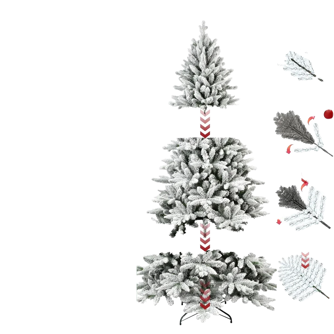 5/6/7ft Best Flocked Artificial Christmas Tree Artificial Hinged Christmas Tree for Holiday Party Office Home Living