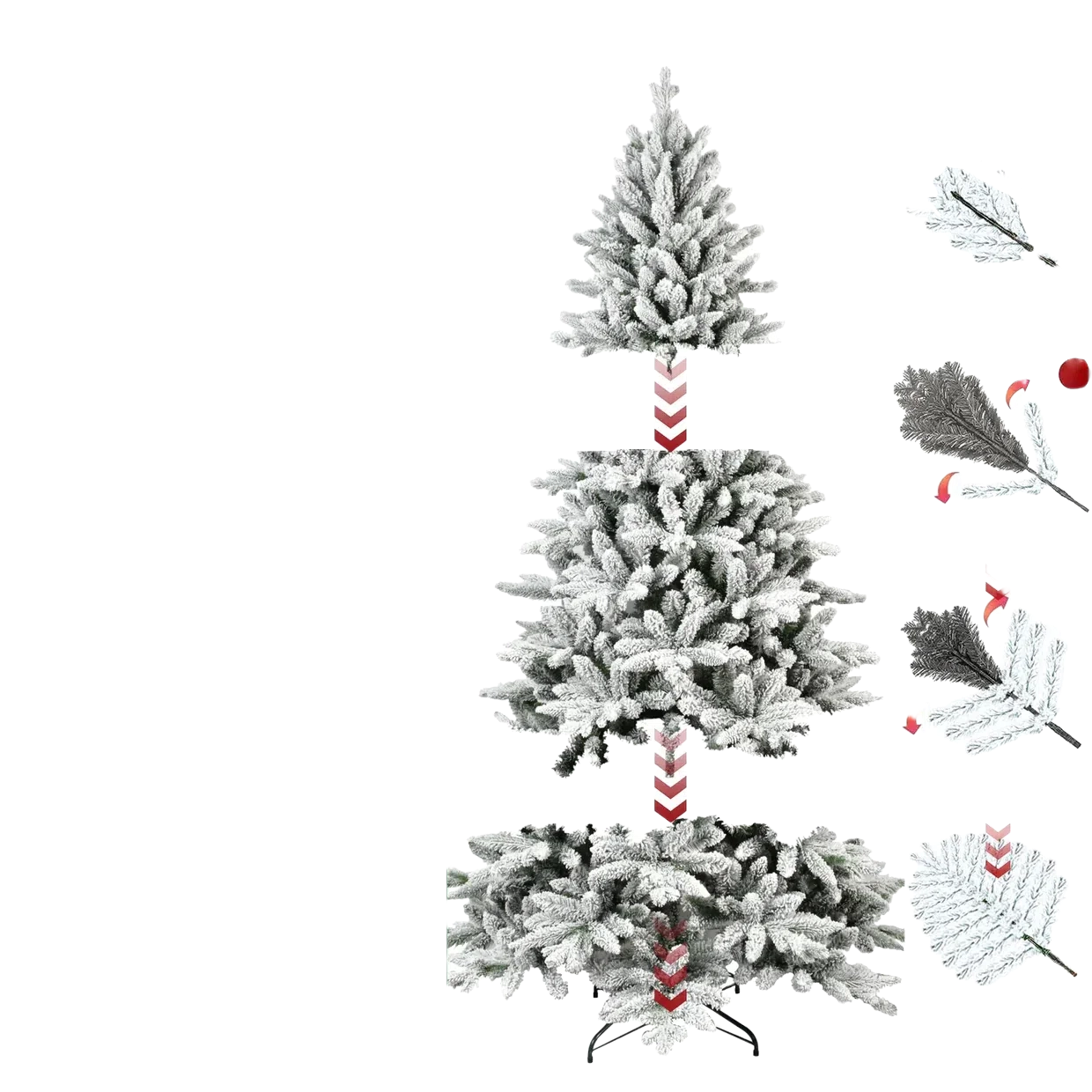 5/6/7ft Best Flocked Artificial Christmas Tree Artificial Hinged Christmas Tree for Holiday Party Office Home Living