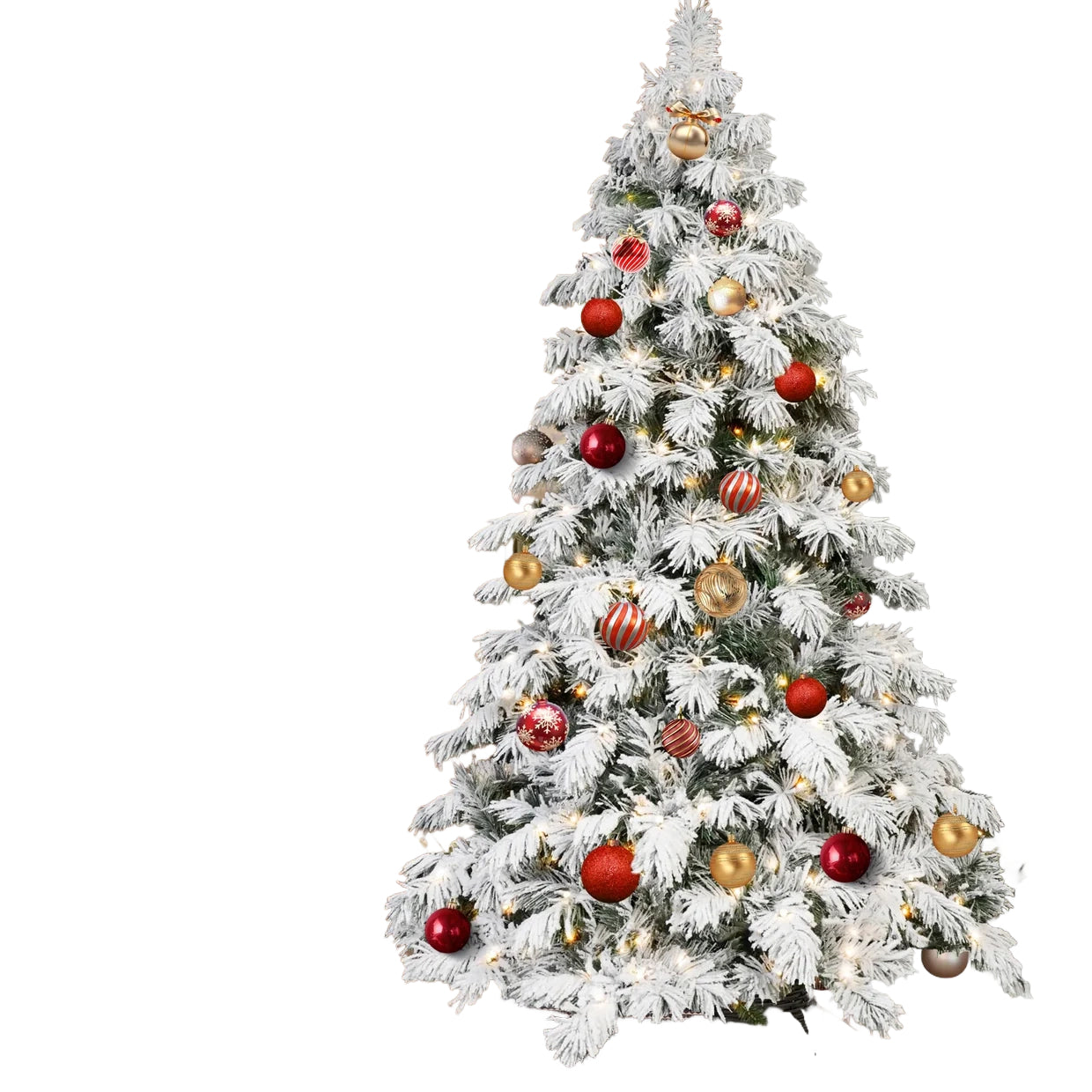 5/6/7/8 Feet Pre-installed Light Flocked Artificial Christmas Tree RGB Fully Pre-installed Light Christmas Tree Snow Flocked