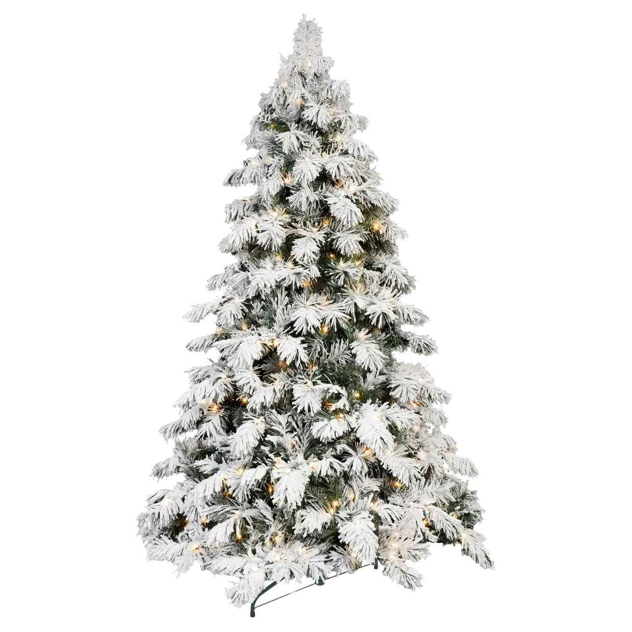5/6/7/8 Feet Pre-installed Light Flocked Artificial Christmas Tree RGB Fully Pre-installed Light Christmas Tree Snow Flocked