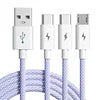 Universal 6A 66W 3 in 1 Super Charging USB Type-C Data Cable Nylon Braided Fast Charging Micro USB Charger Multi-function Cable