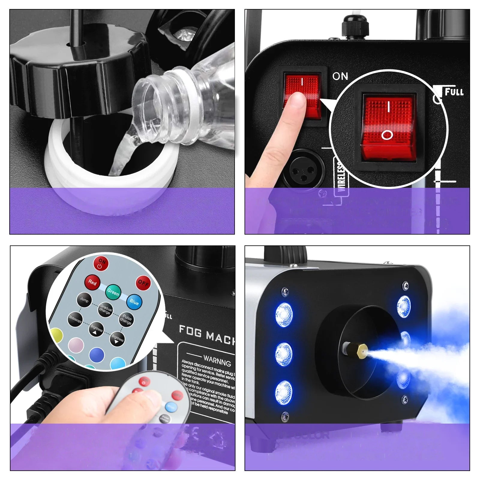 LED RGB DJ Smoke Machine Remote Controlled for Wedding Stage Effect Equipment Fog Machine