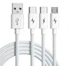Universal 6A 66W 3 in 1 Super Charging USB Type-C Data Cable Nylon Braided Fast Charging Micro USB Charger Multi-function Cable