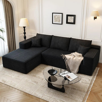 L Shaped Cloud Couch 107 Inch Plush Sectional Sofa with Chaise Minimalist Living Room Furniture