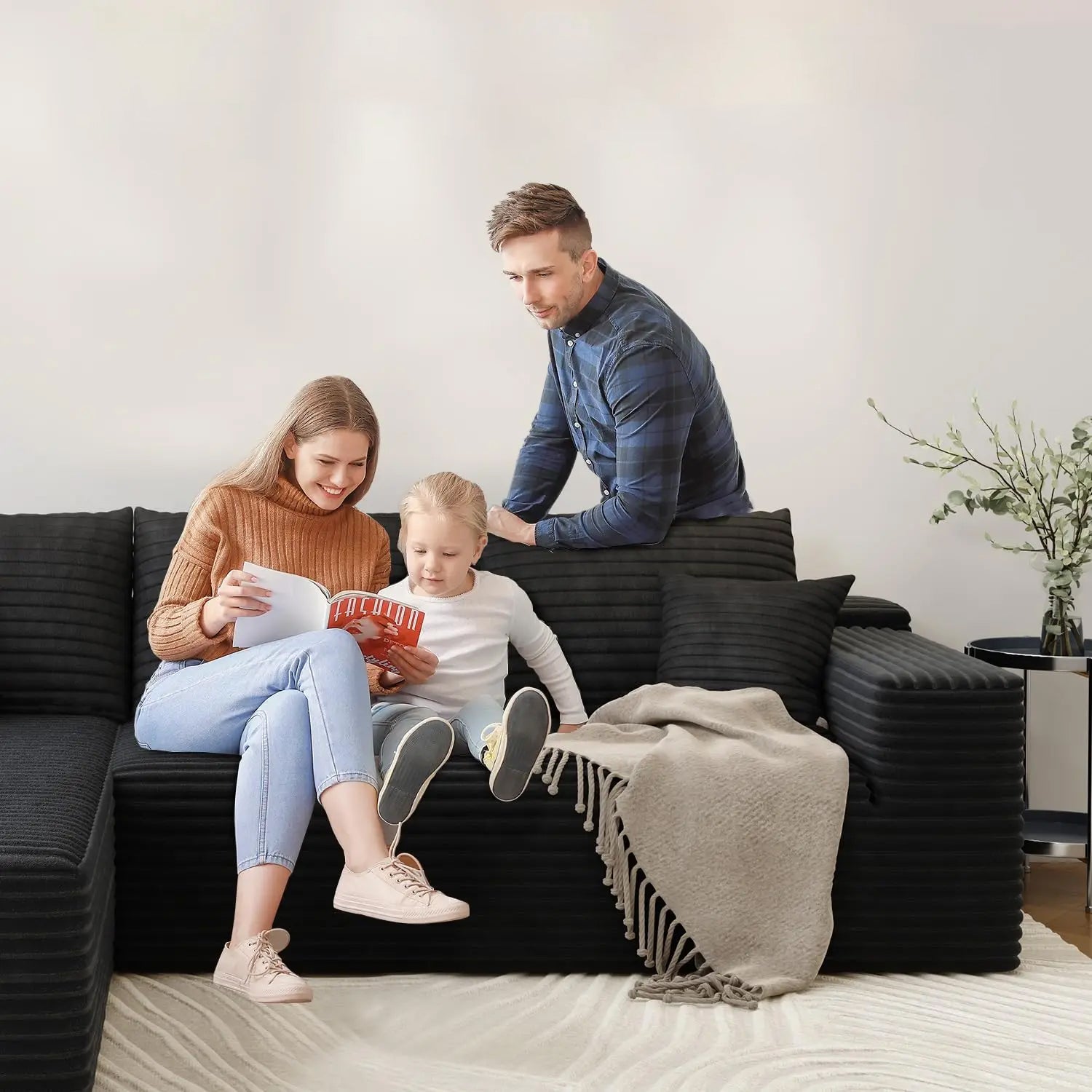 L Shaped Cloud Couch 107 Inch Plush Sectional Sofa with Chaise Minimalist Living Room Furniture