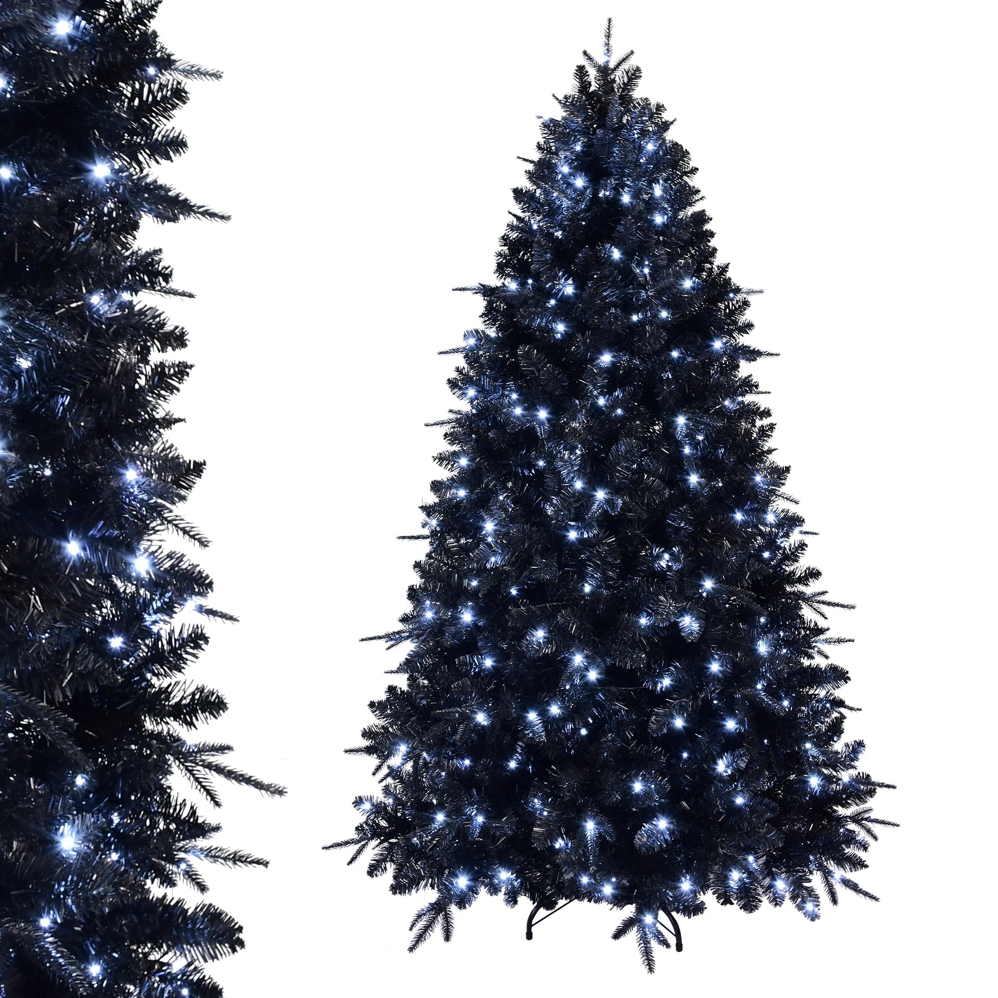 Pre-installed Lights Black Christmas Tree Artificial Holiday Decorations for Home, Office, Halloween Party Decorations