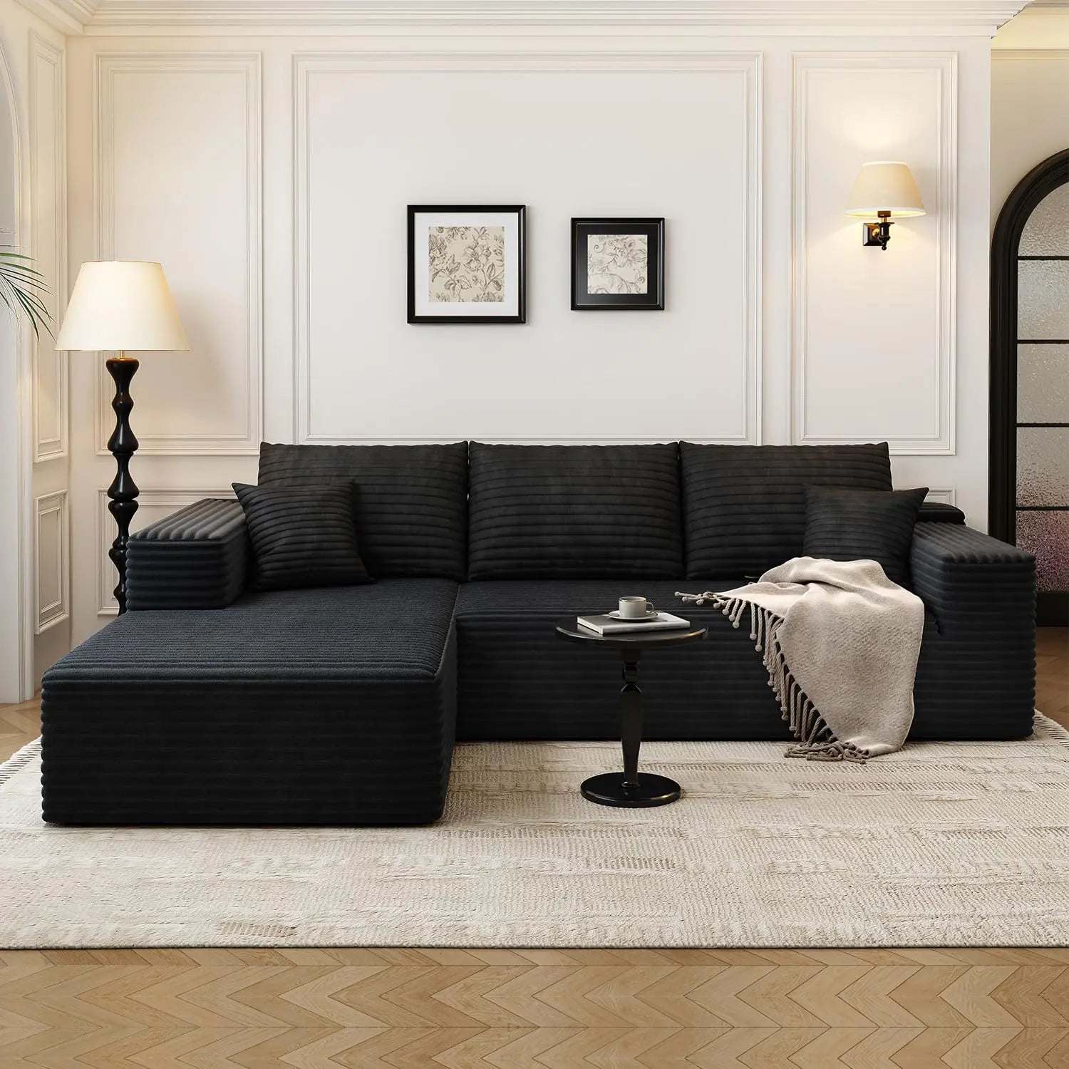 L Shaped Cloud Couch 107 Inch Plush Sectional Sofa with Chaise Minimalist Living Room Furniture