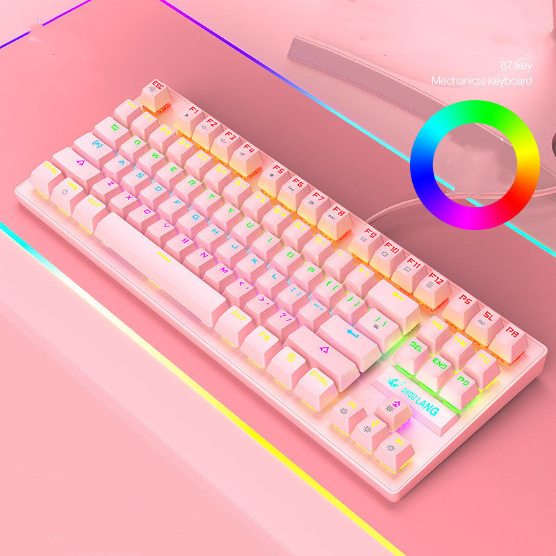 Mechanical Gaming Keyboard with RGB Backlight – 87 Keys, USB Wired, Blue Switches